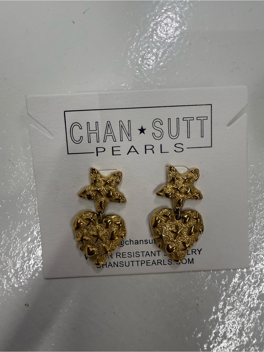 Gold Star & Heart Drop Earrings